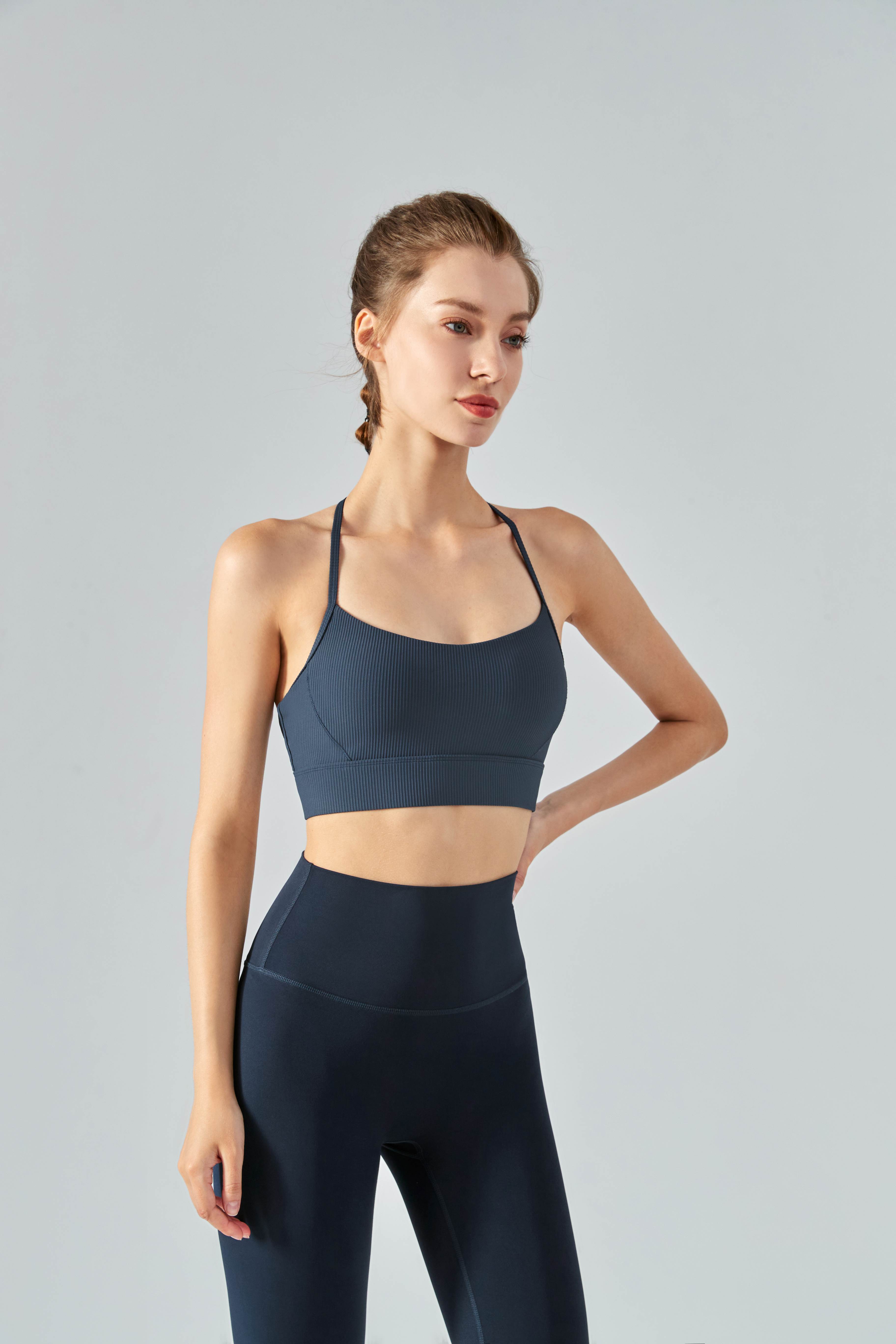 Ribbed Halter Sports Bra