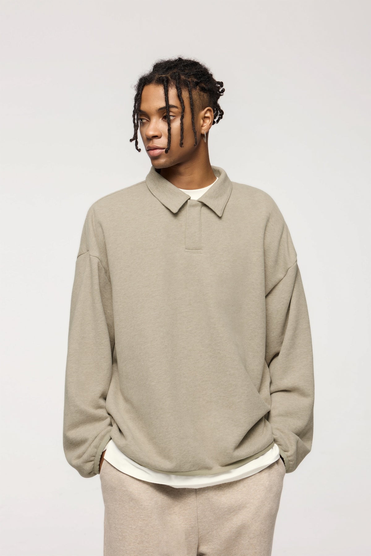 Fleece Pullover with Collared Neck