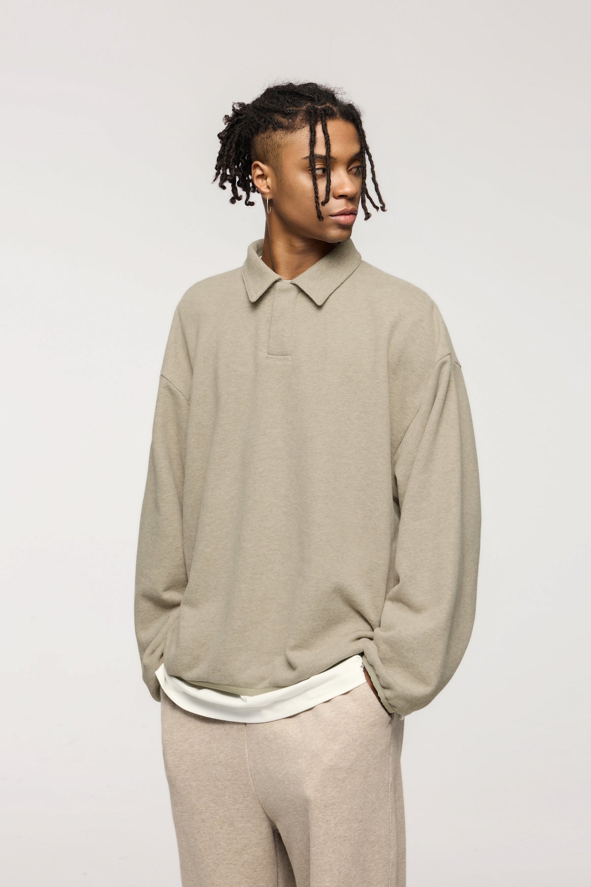 Fleece Pullover with Collared Neck