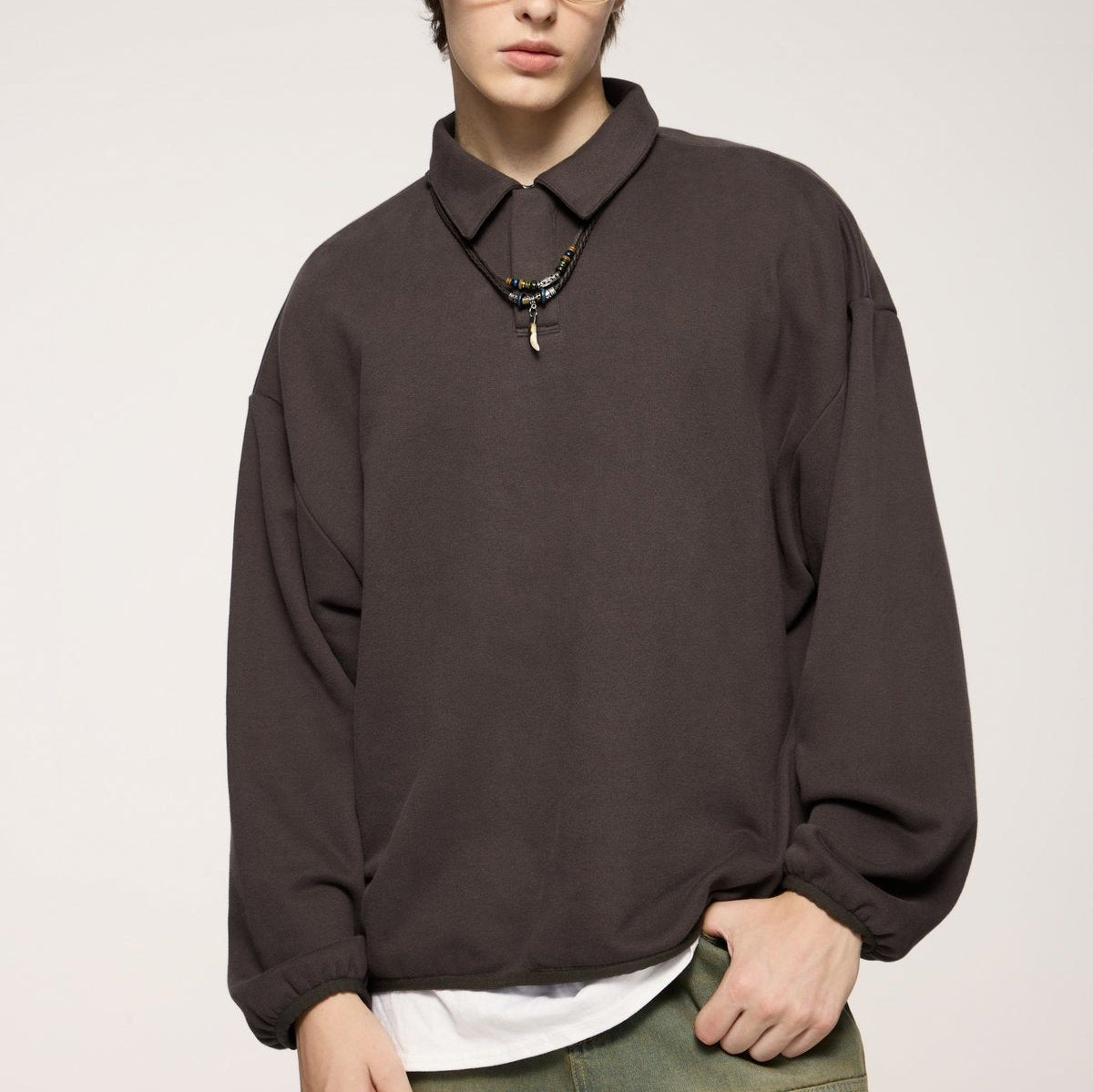 Fleece Pullover with Collared Neck