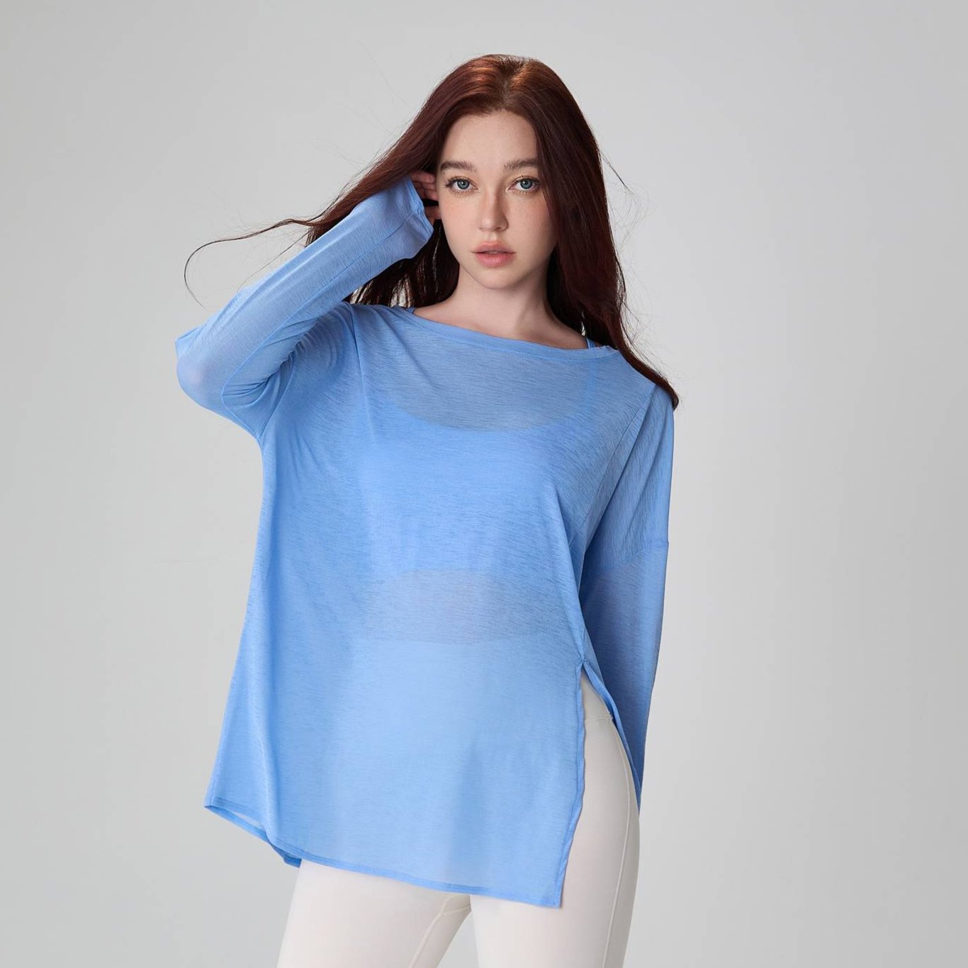 Loose-Fit Breathable Slub Yarn Sports Top