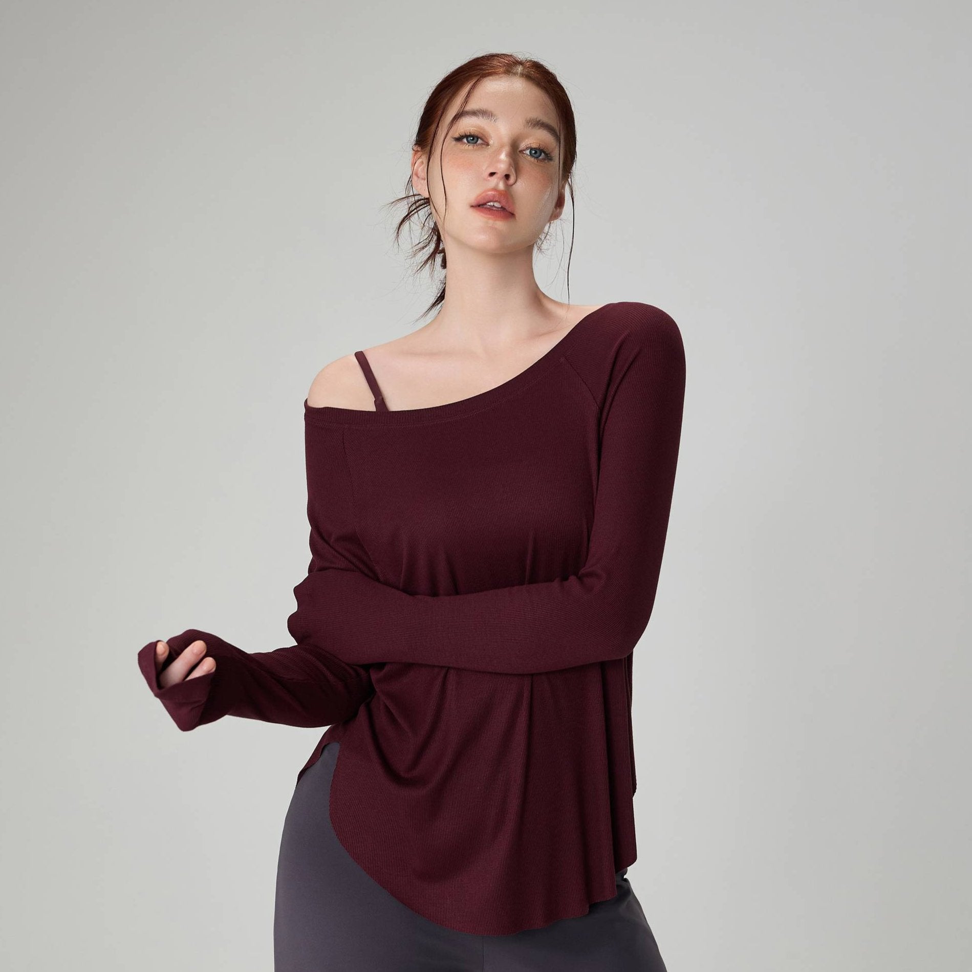 Loose-Fit Breathable Slub Yarn Sports Top