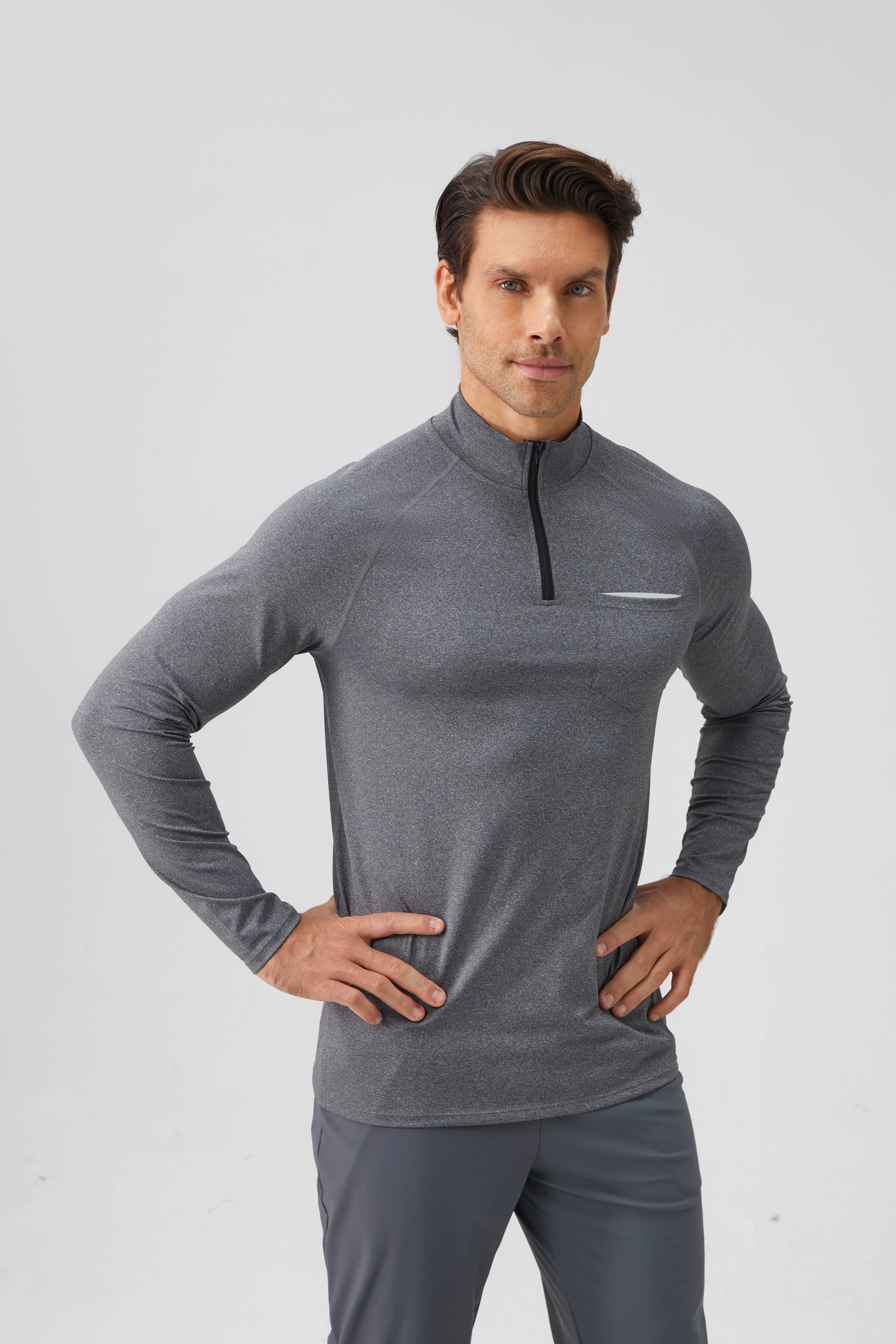 Men's Half Zip Long-Sleeve Top