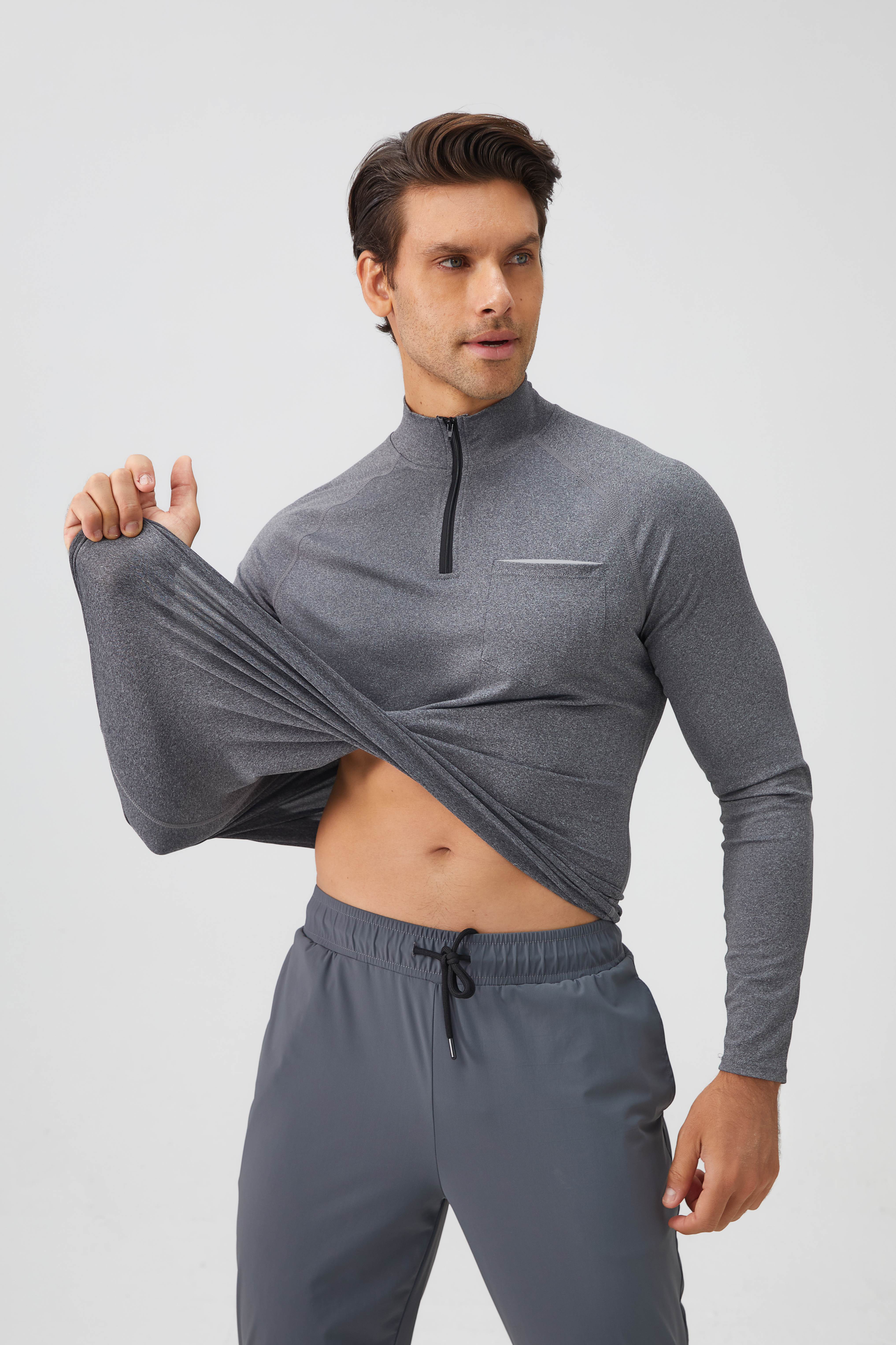 Men's Half Zip Long-Sleeve Top