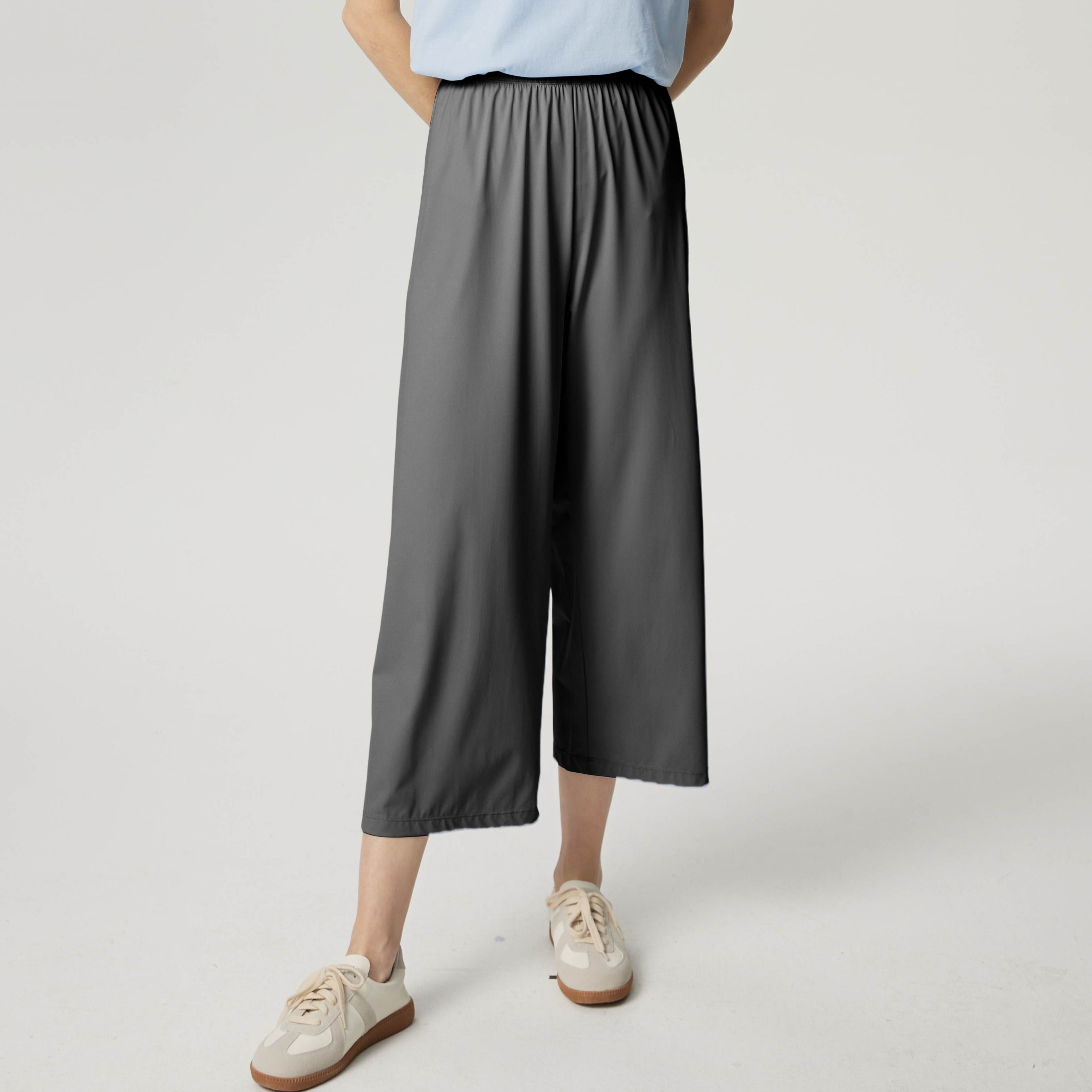 High-Waisted Wide Leg Cropped Pants