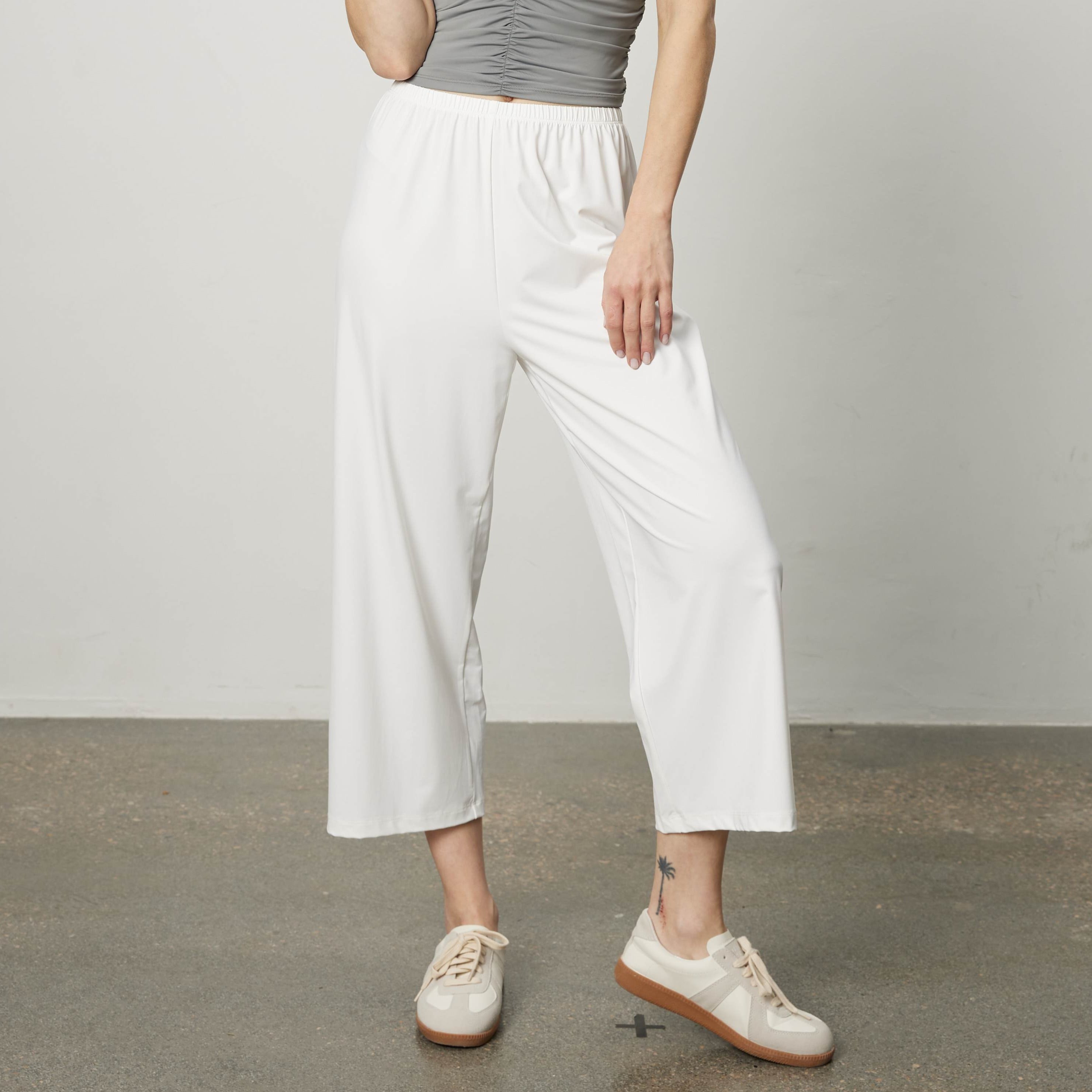 High-Waisted Wide Leg Cropped Pants