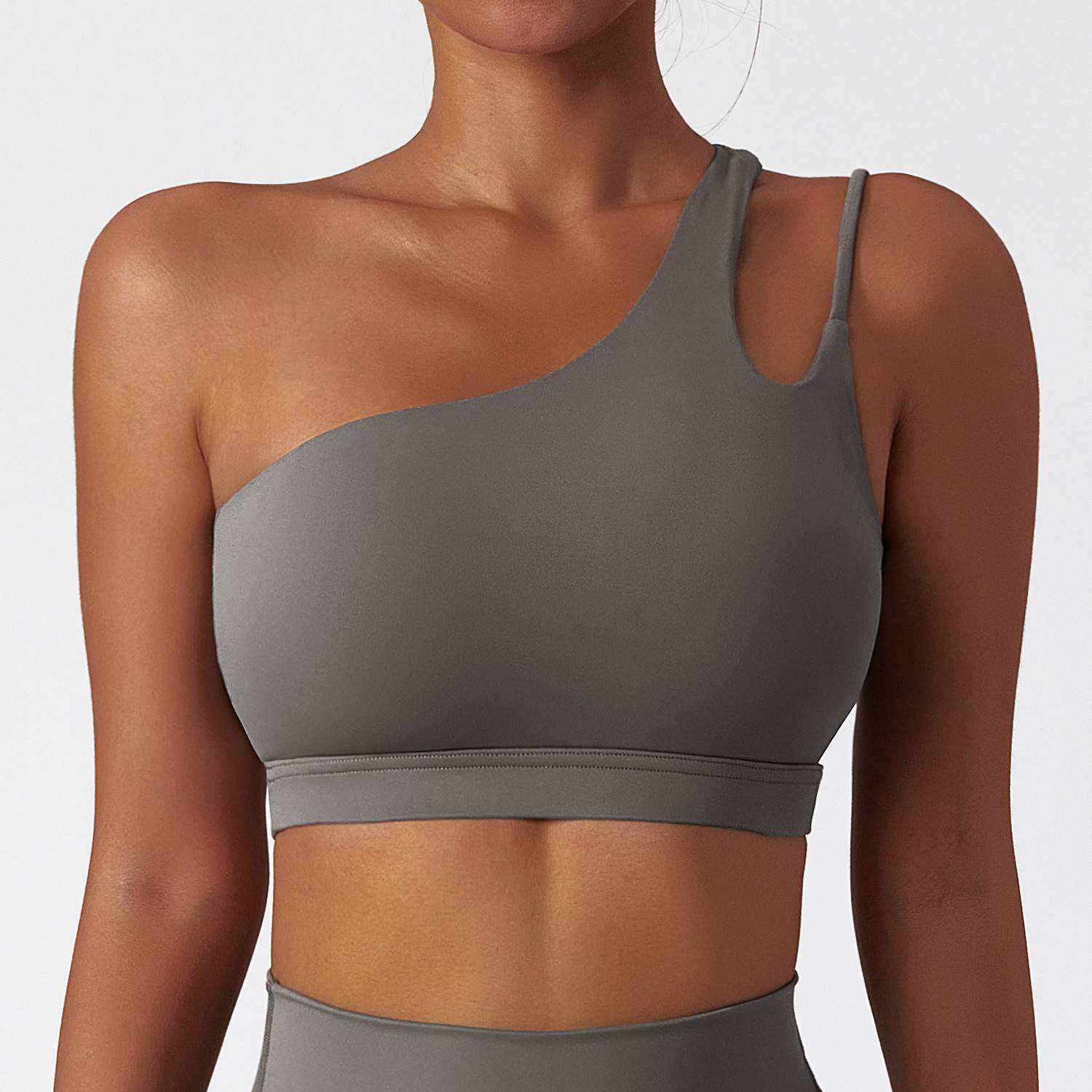 Slant Single-Shoulder Shockproof Sports Bra