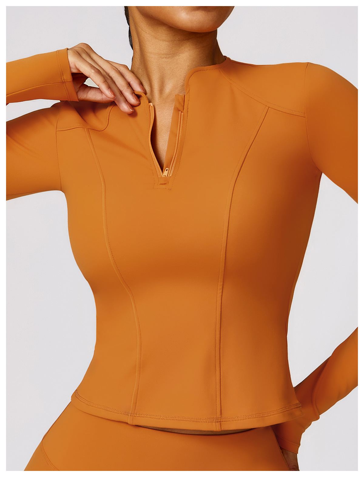 Women Half-Zip Long Sleeve Top