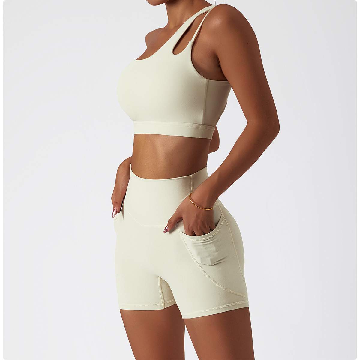 Slant Single-Shoulder Shockproof Sports Bra