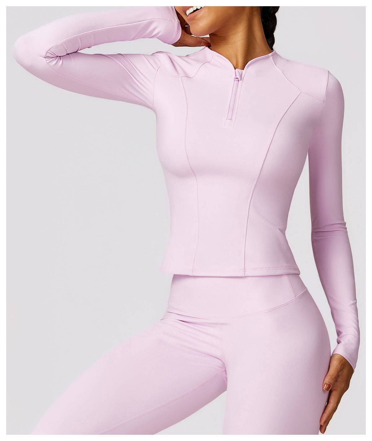 Women Half-Zip Long Sleeve Top