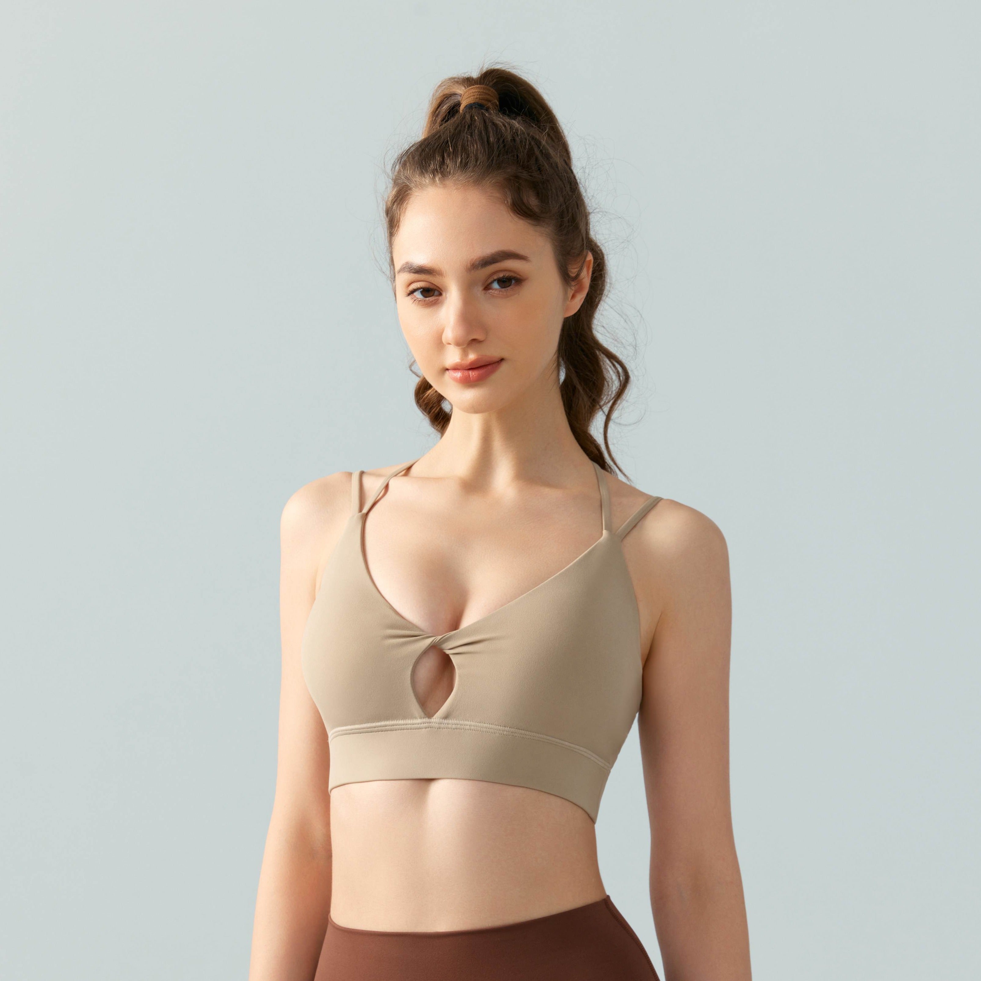 Sexy Cut-Out Front Twist Sports Bra