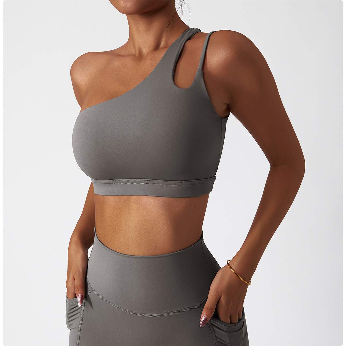 Slant Single-Shoulder Shockproof Sports Bra