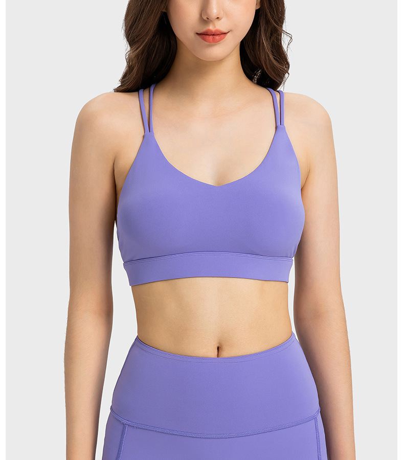 Double Shoulder Strap Cross Back Sports Bra