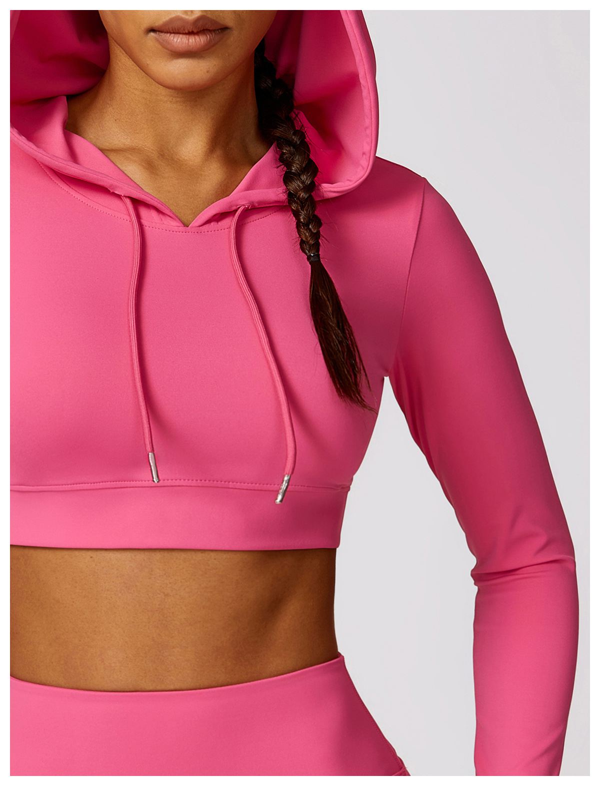 Long-Sleeve Hooded Short Top