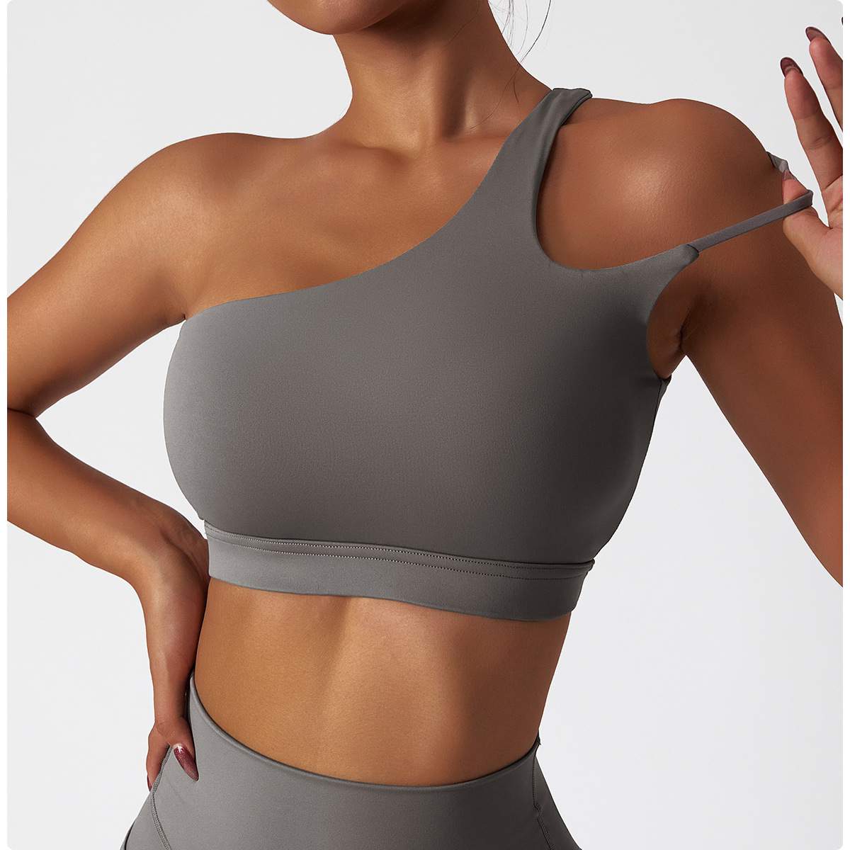 Slant Single-Shoulder Shockproof Sports Bra