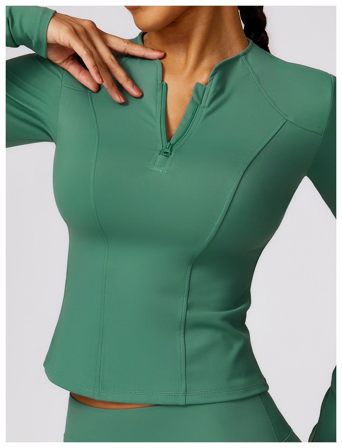 Women Half-Zip Long Sleeve Top