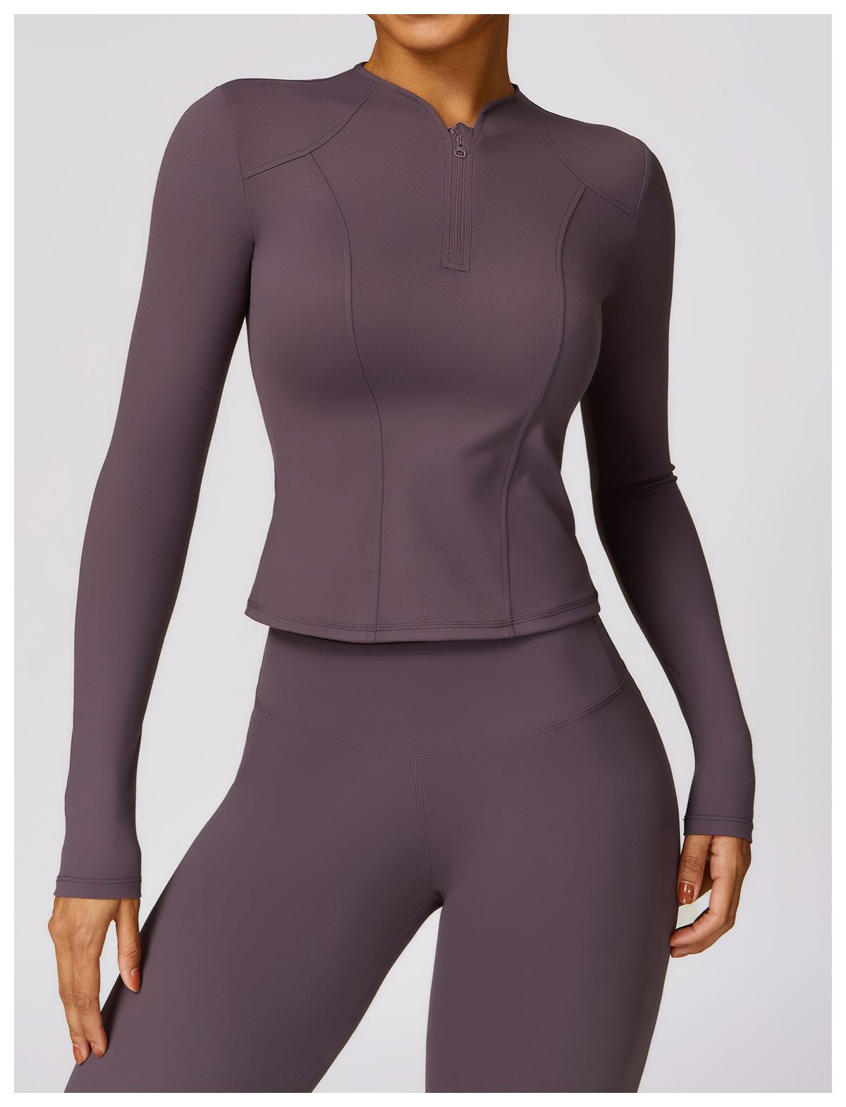 Women Half-Zip Long Sleeve Top