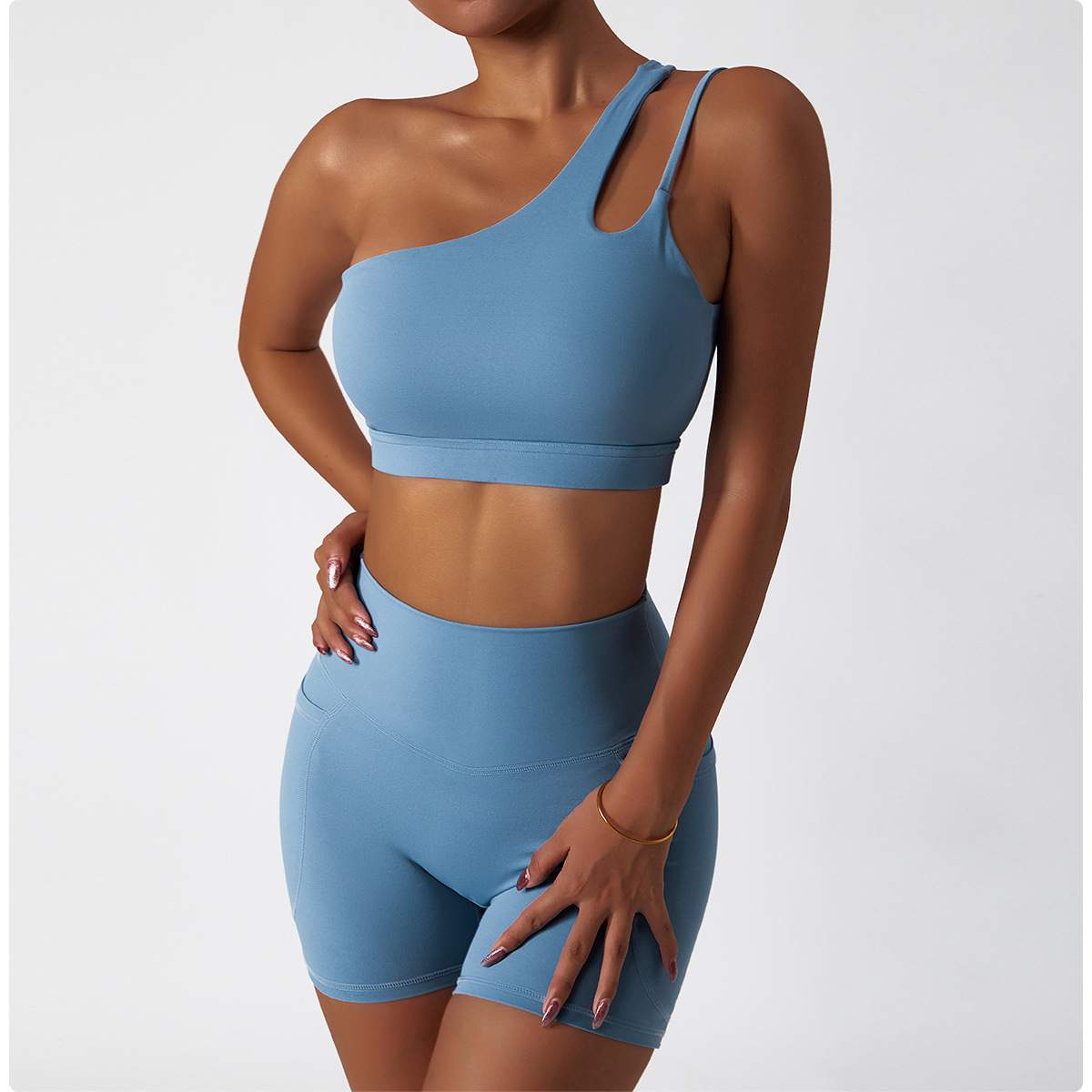 Slant Single-Shoulder Shockproof Sports Bra