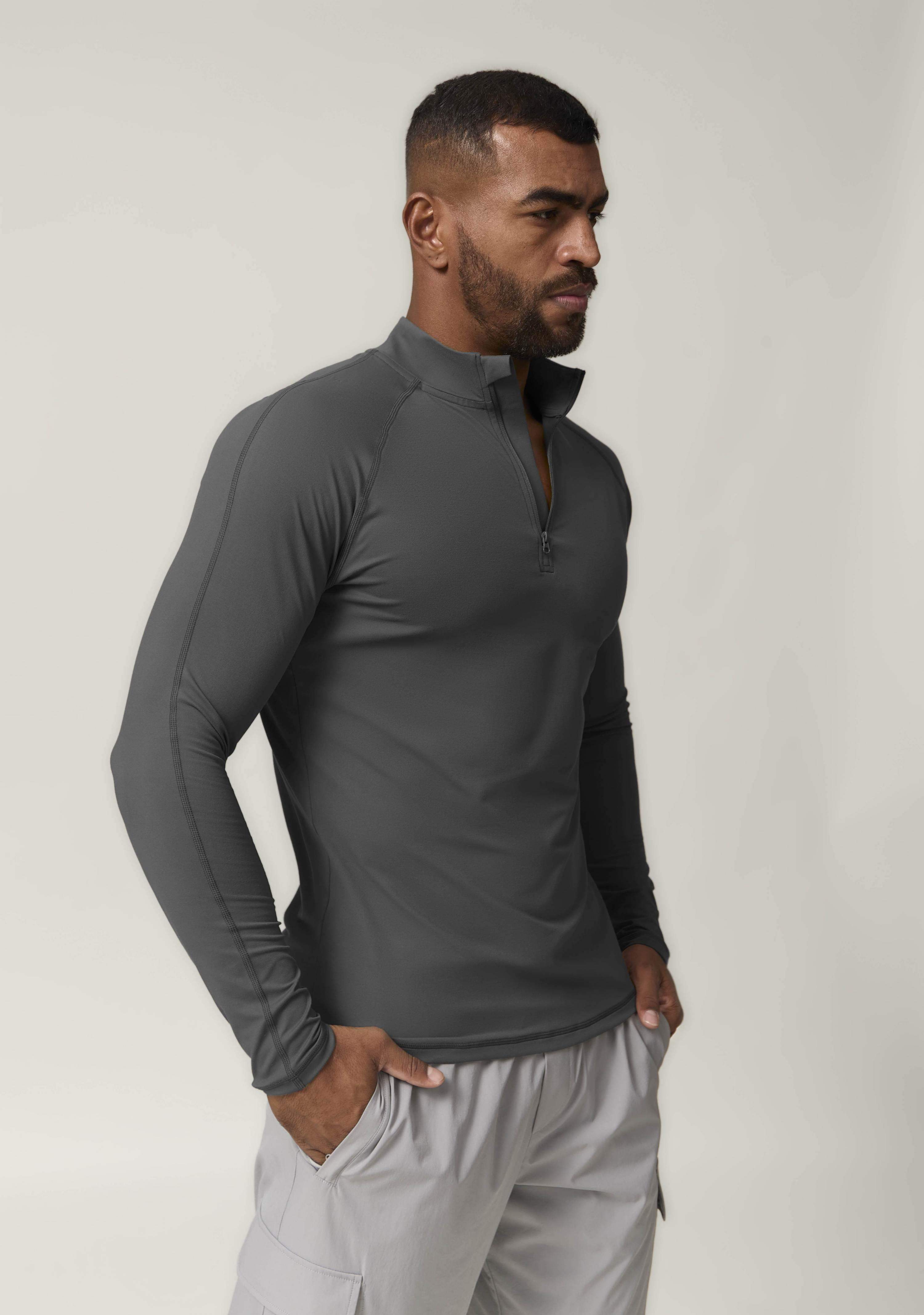 Men's Zip-Up Quick-Dry Long Sleeve Sports Top