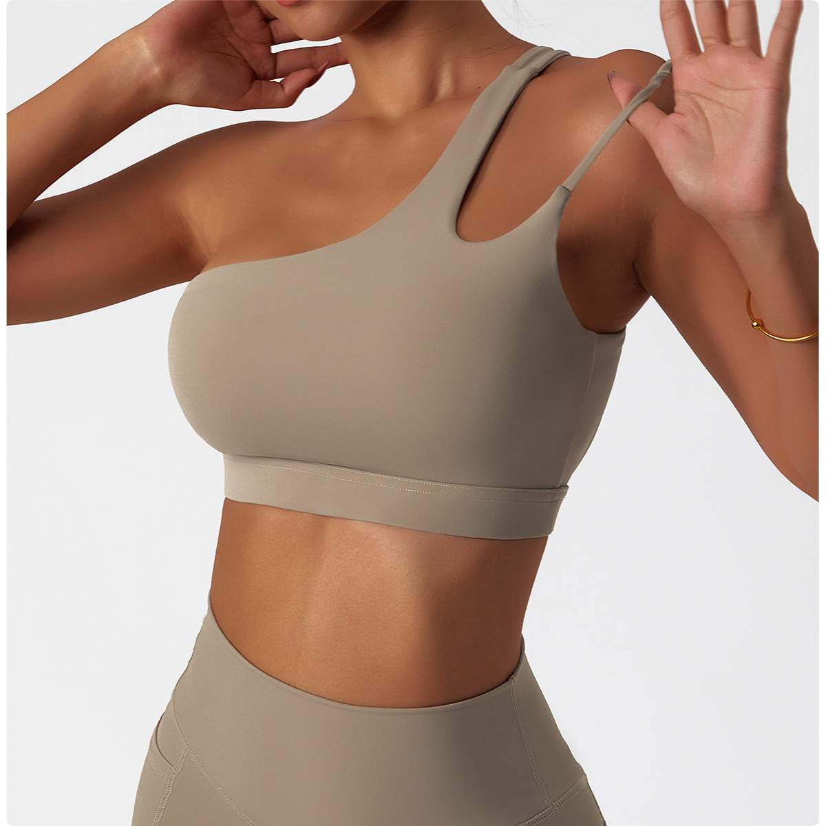 Slant Single-Shoulder Shockproof Sports Bra