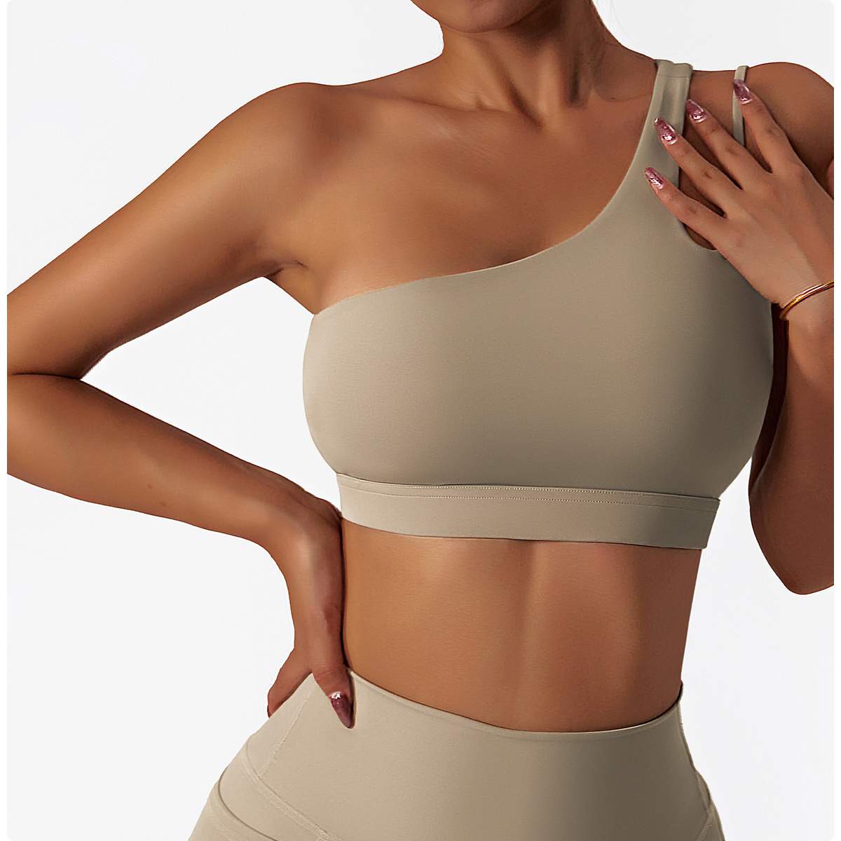 Slant Single-Shoulder Shockproof Sports Bra