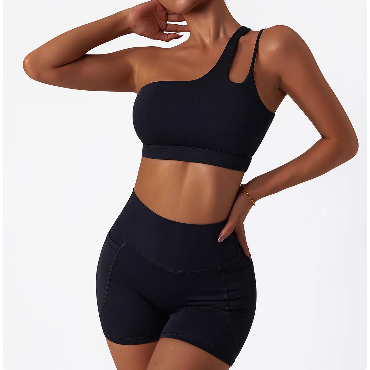 Slant Single-Shoulder Shockproof Sports Bra