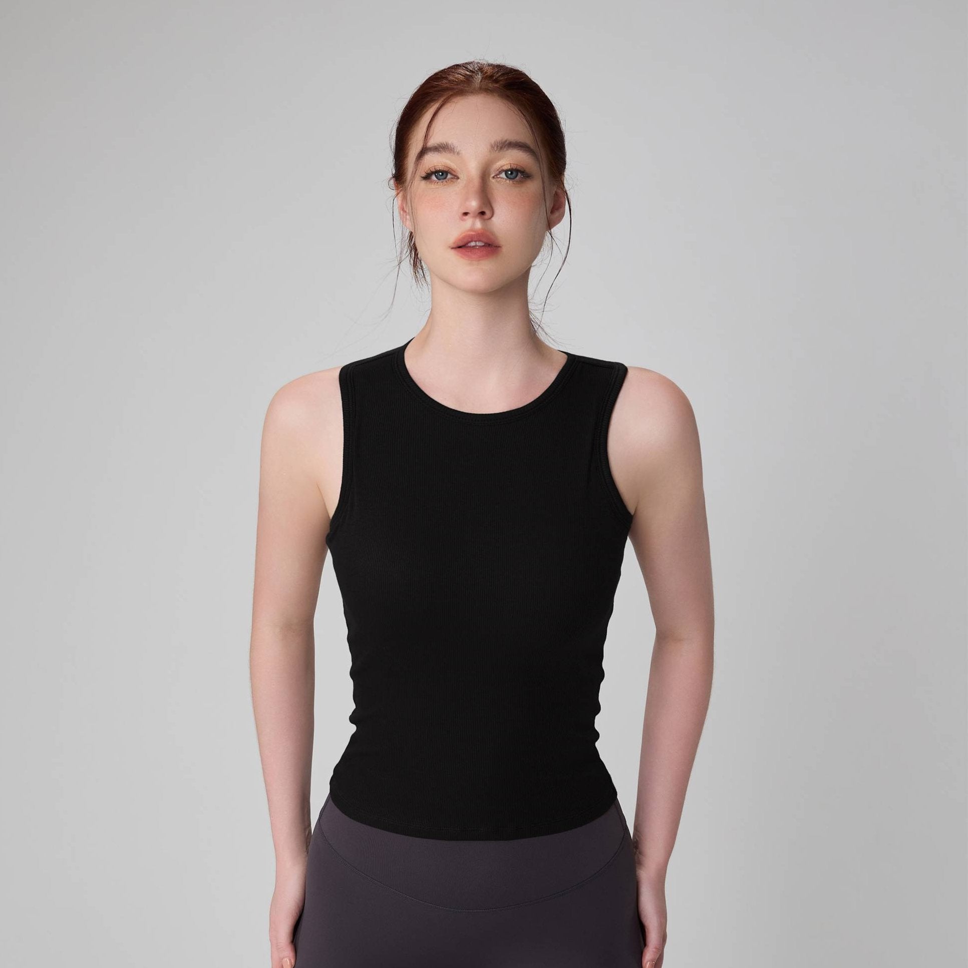 Ribbed Crewneck Running Yoga Tank Top