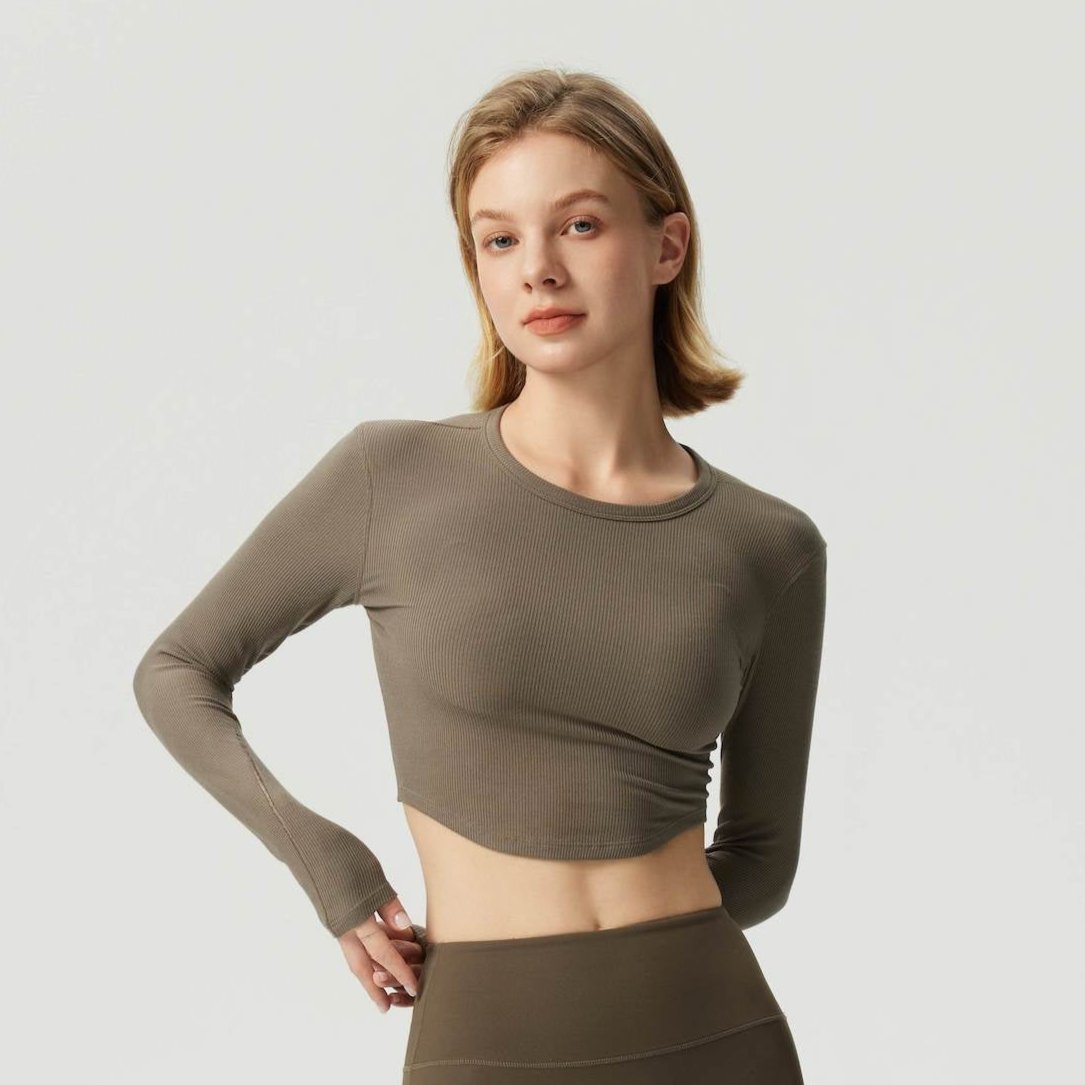 Cropped Modal Ribbed Yoga Long Sleeve Top