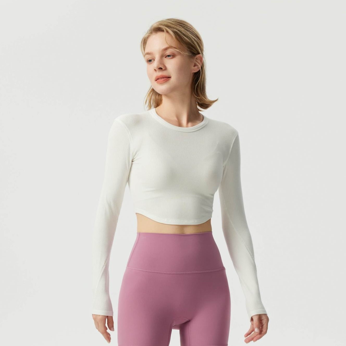 Cropped Modal Ribbed Yoga Long Sleeve Top