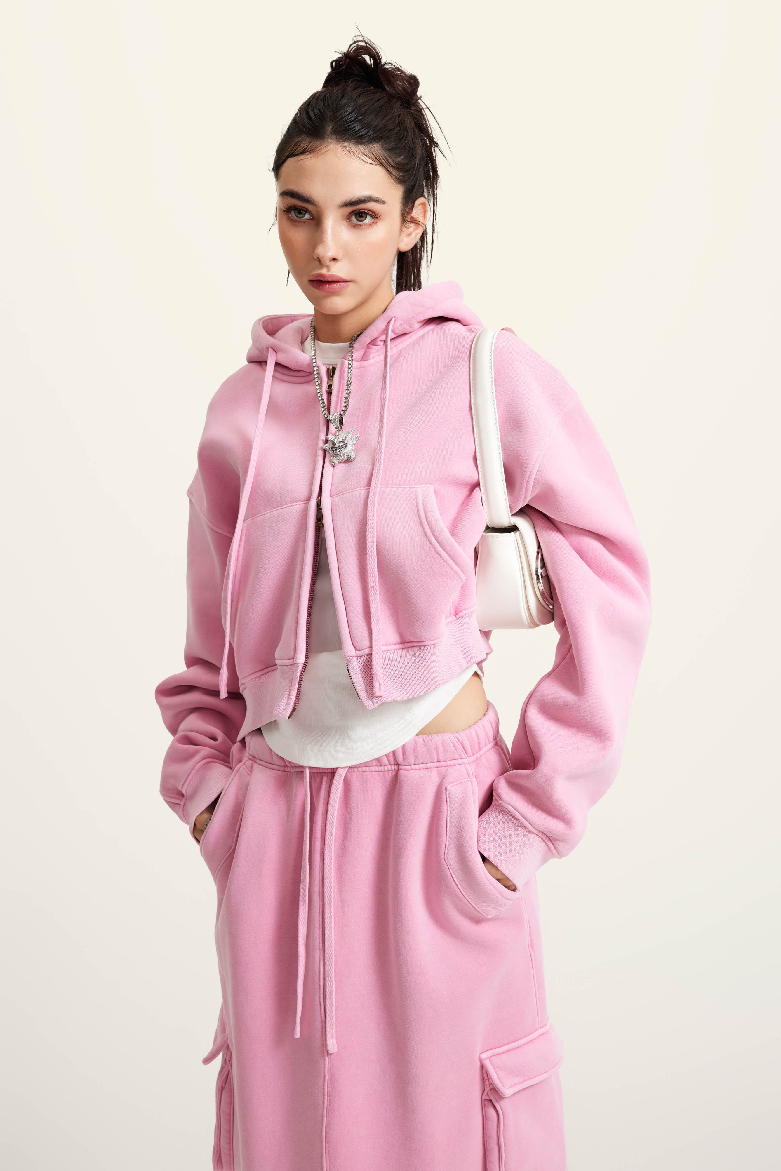 Women 355g Zip Up Short Hoodie