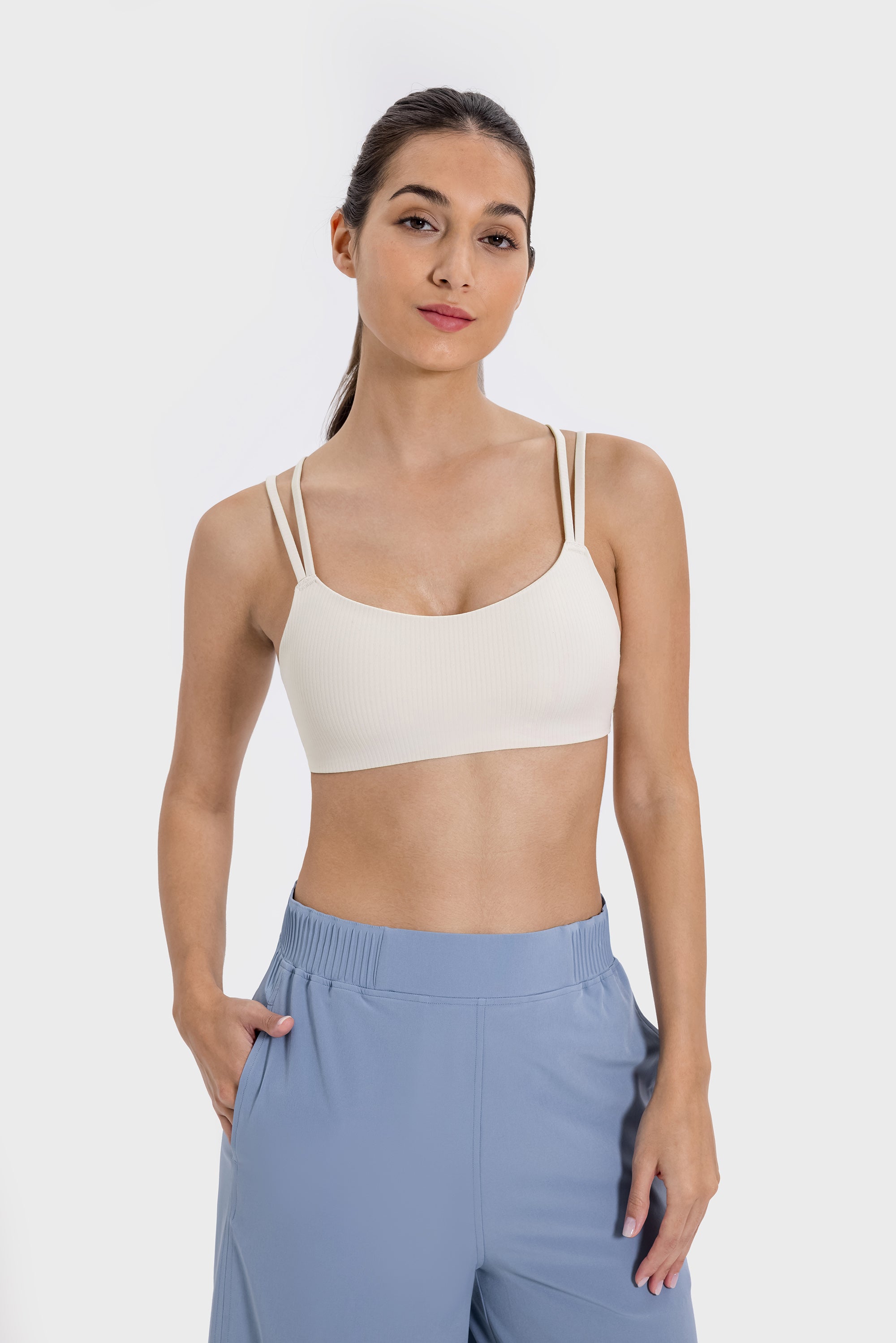 Ribbed High-Stretch Sports Bra