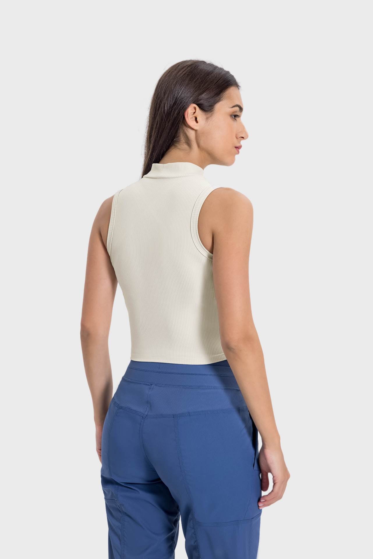 High-Neck Yoga Tank Top with Moisture-Wicking