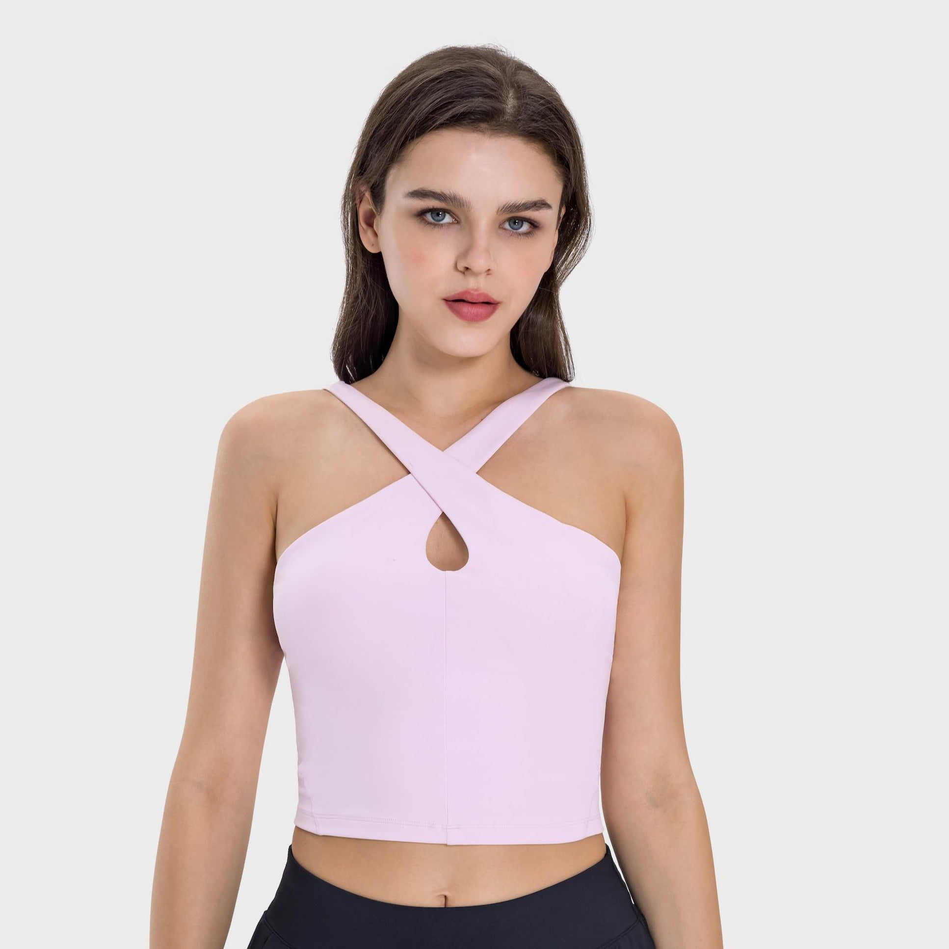 Sports Tank Top with Cross Halter Neck