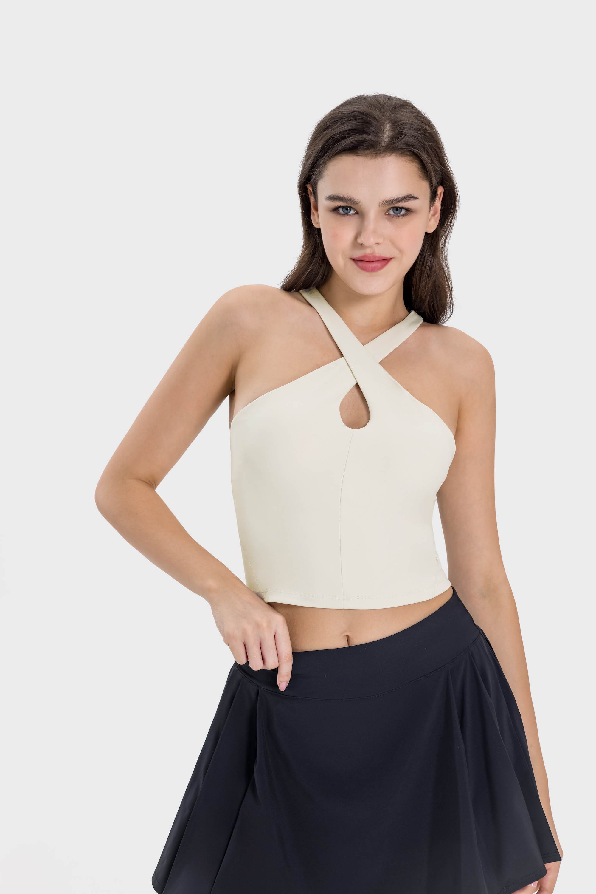 Sports Tank Top with Cross Halter Neck