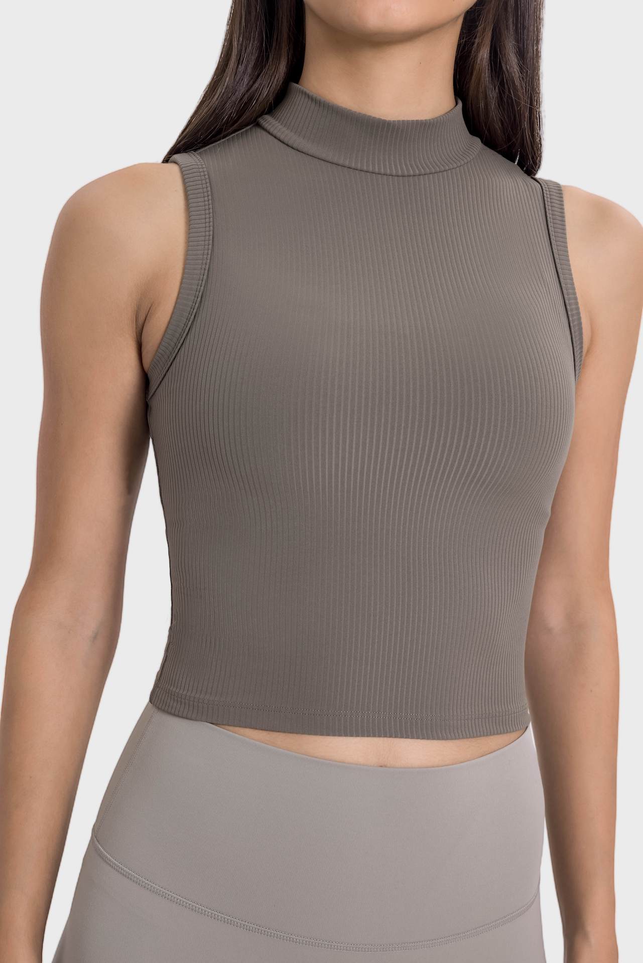 High-Neck Yoga Tank Top with Moisture-Wicking