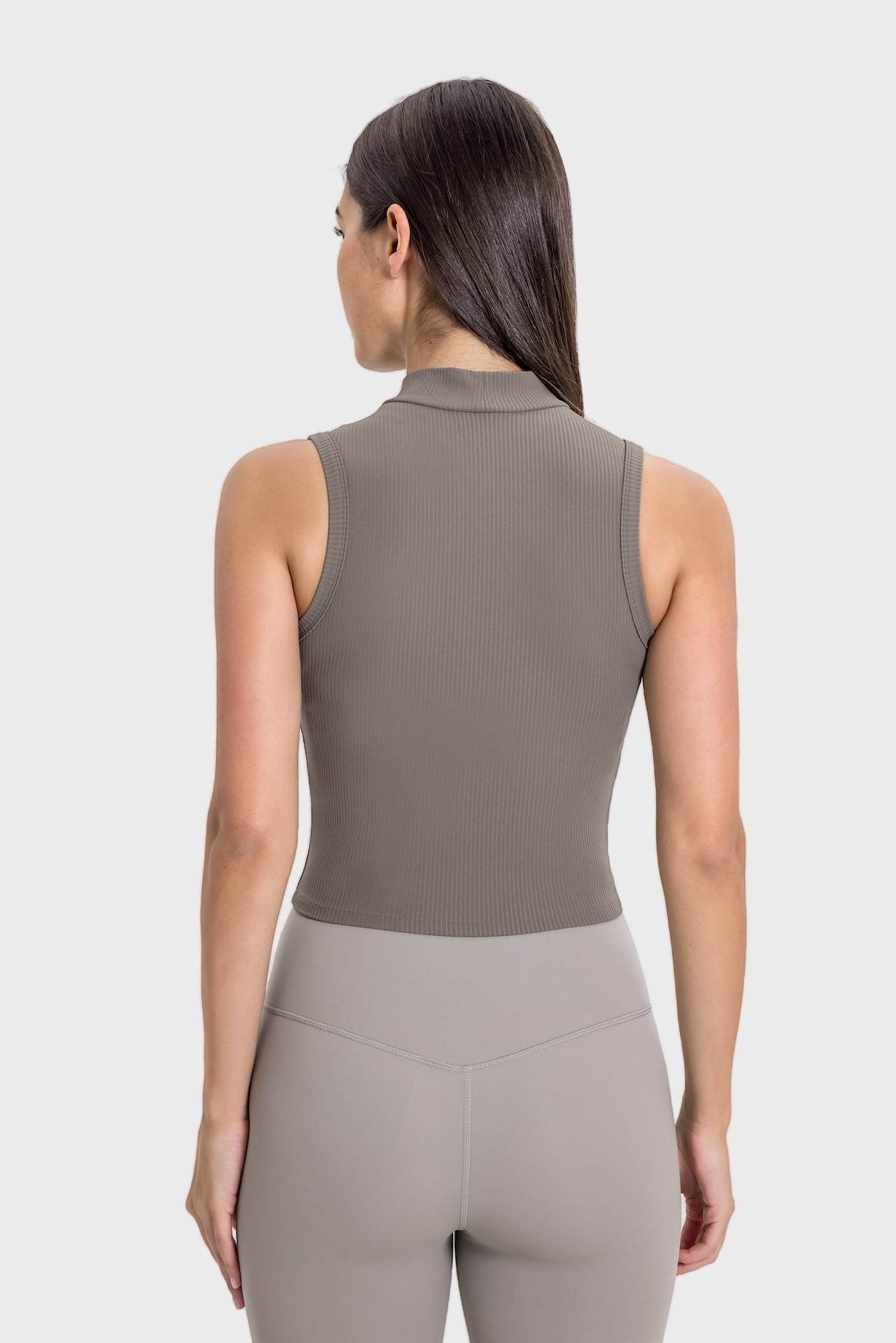 High-Neck Yoga Tank Top with Moisture-Wicking