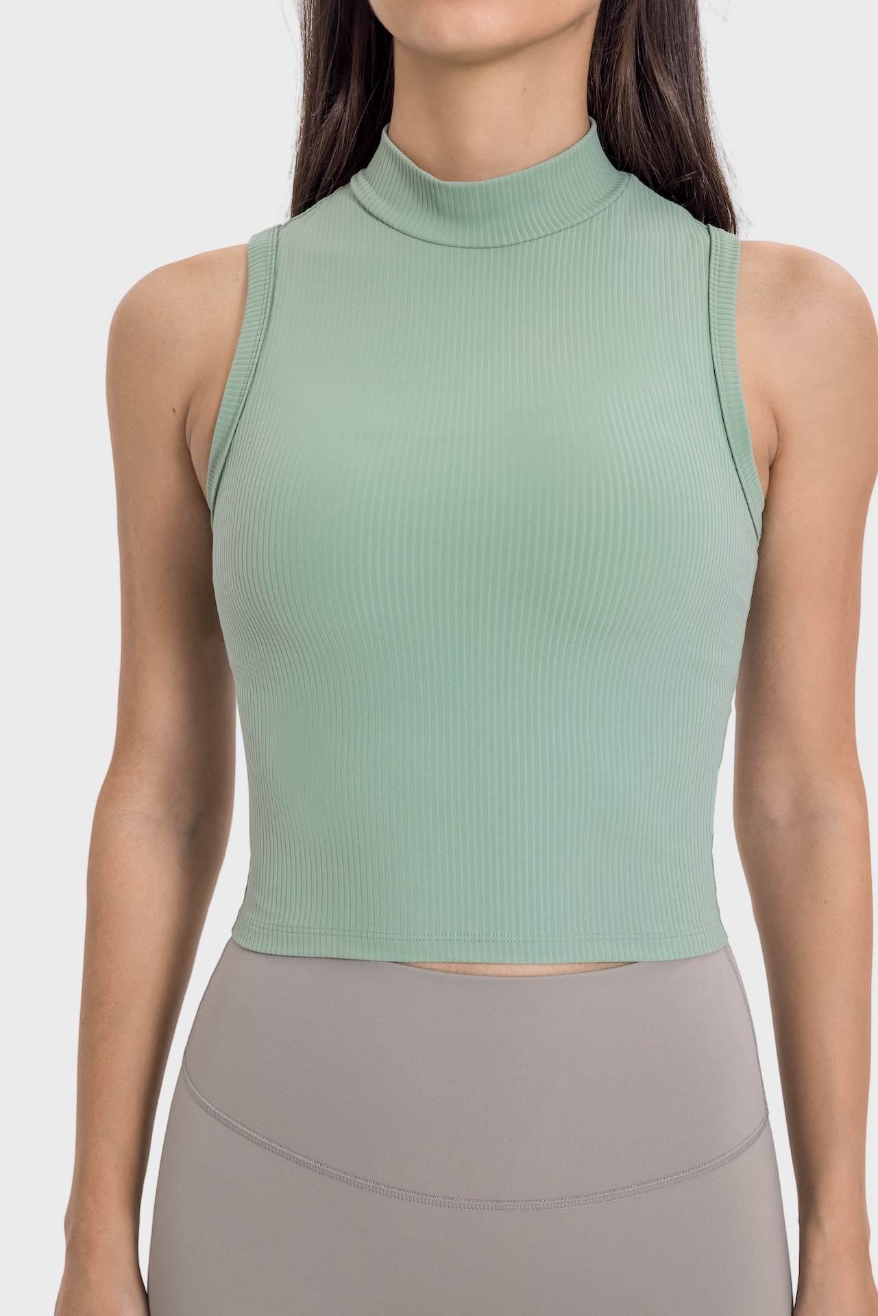 High-Neck Yoga Tank Top with Moisture-Wicking