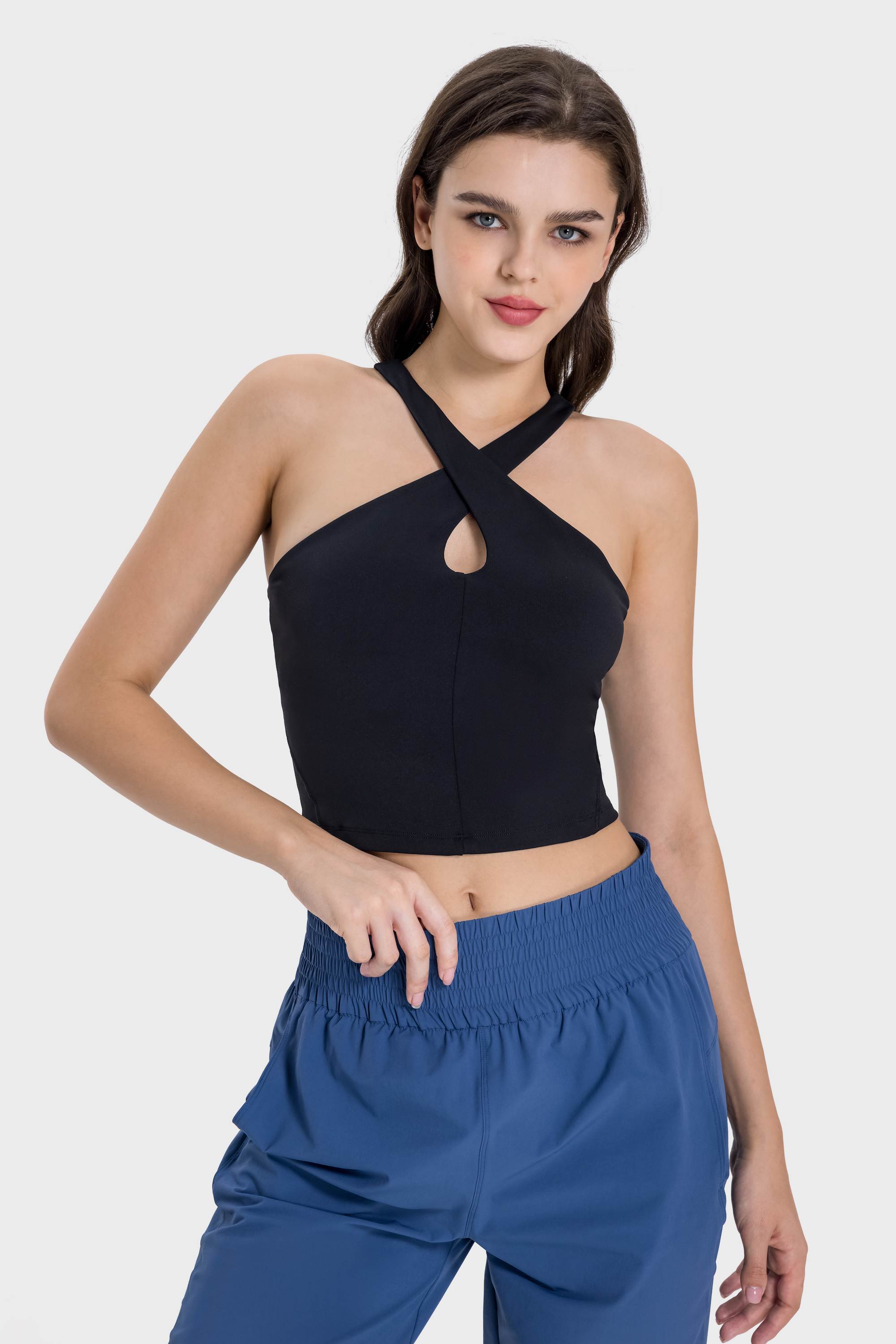 Sports Tank Top with Cross Halter Neck