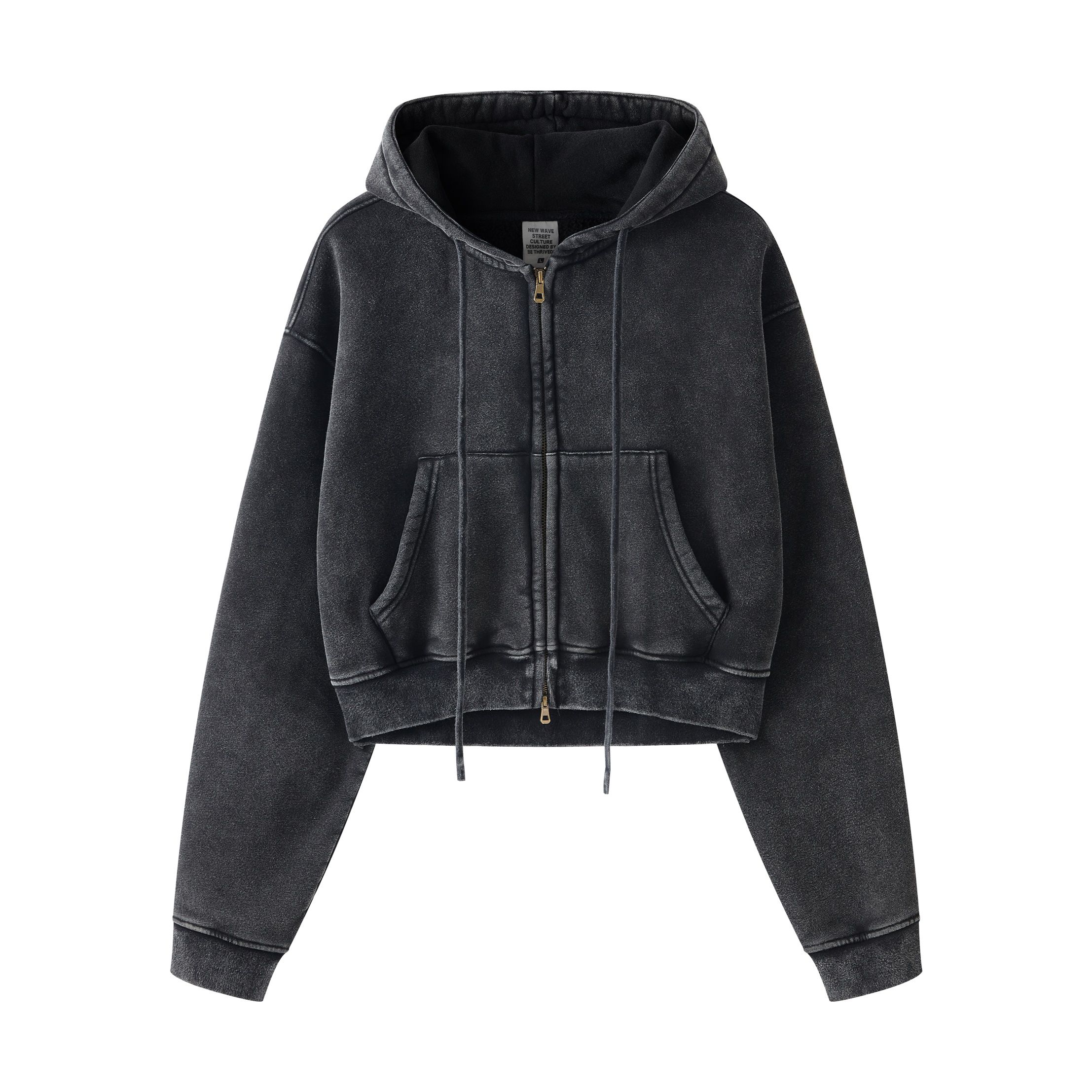 Women 355g Zip Up Short Hoodie