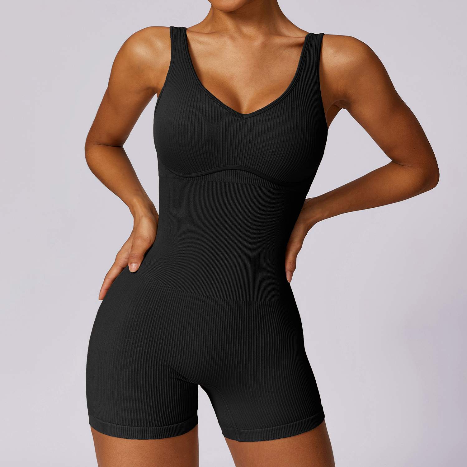 Ribbed Seamless Yoga Bodysuit