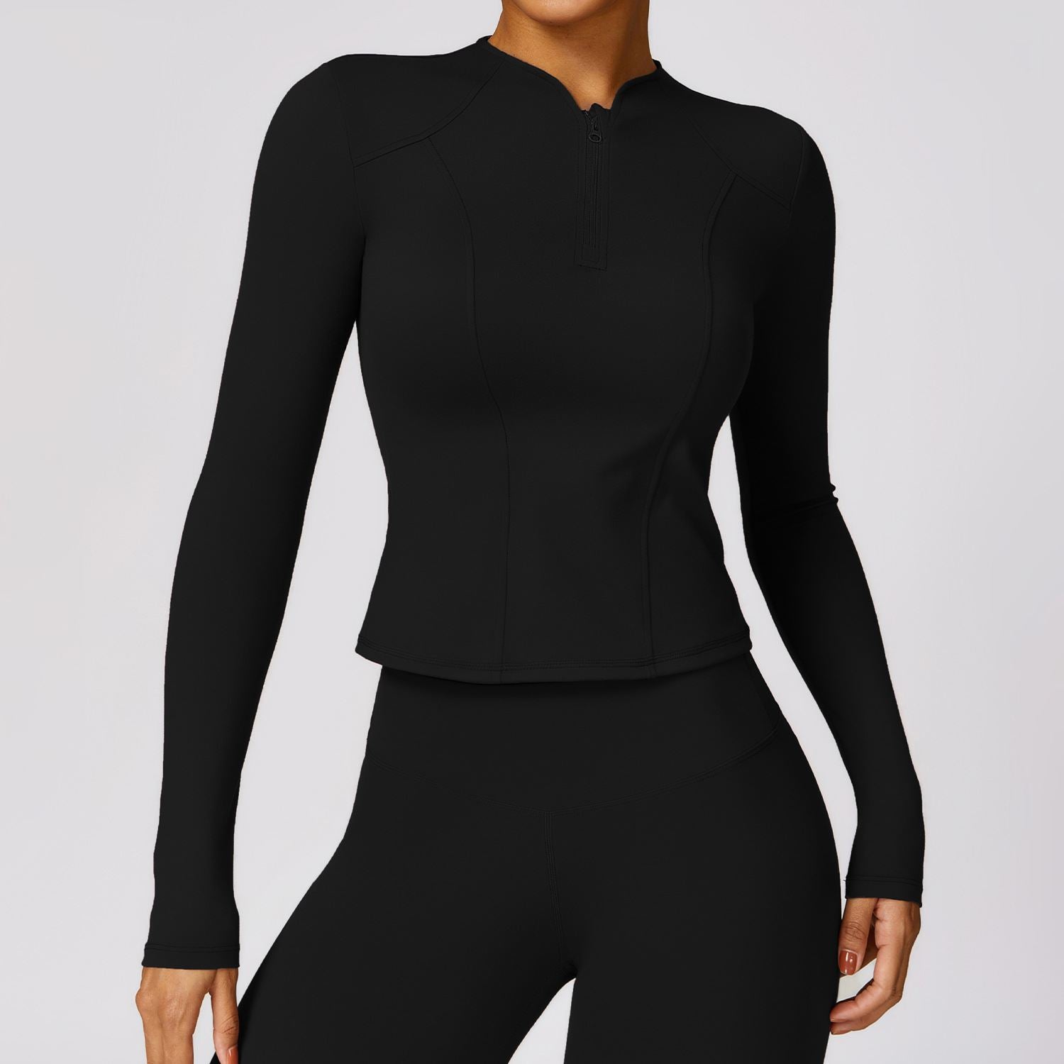 Women Half-Zip Long Sleeve Top