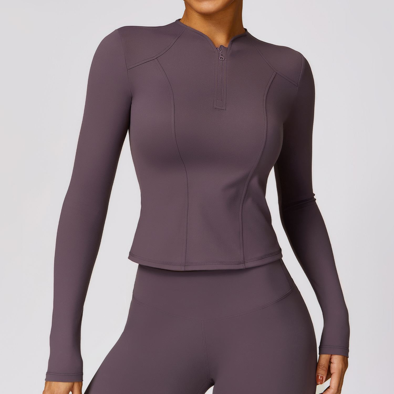 Women Half-Zip Long Sleeve Top