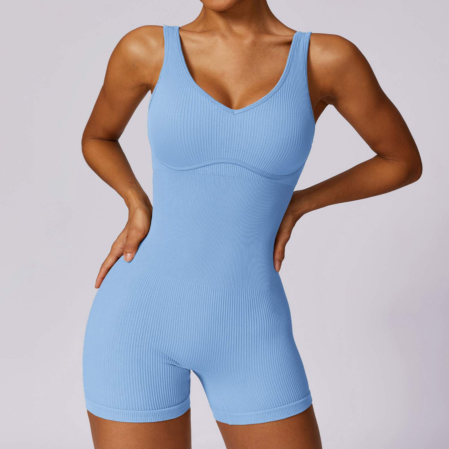 Ribbed Seamless Yoga Bodysuit