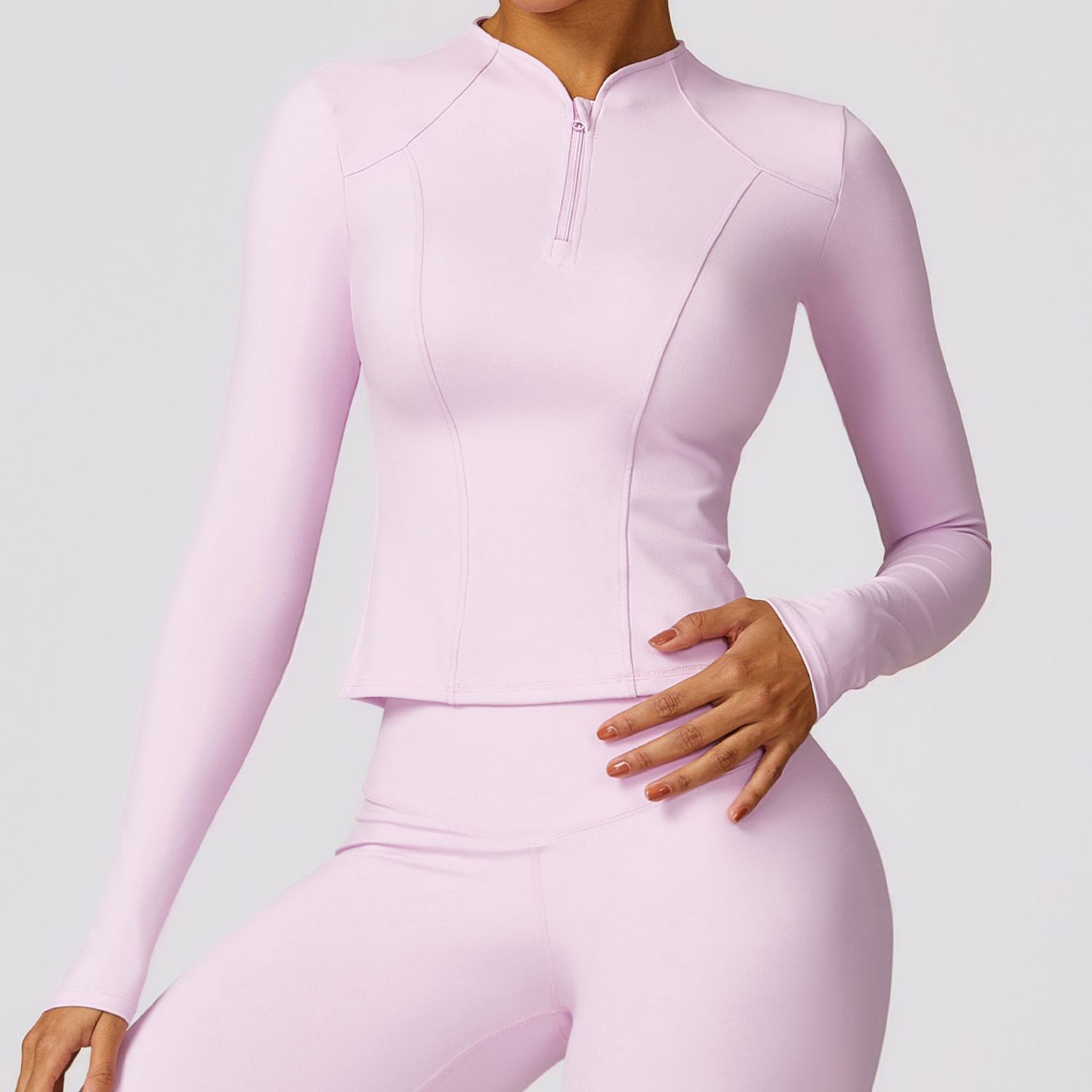 Women Half-Zip Long Sleeve Top