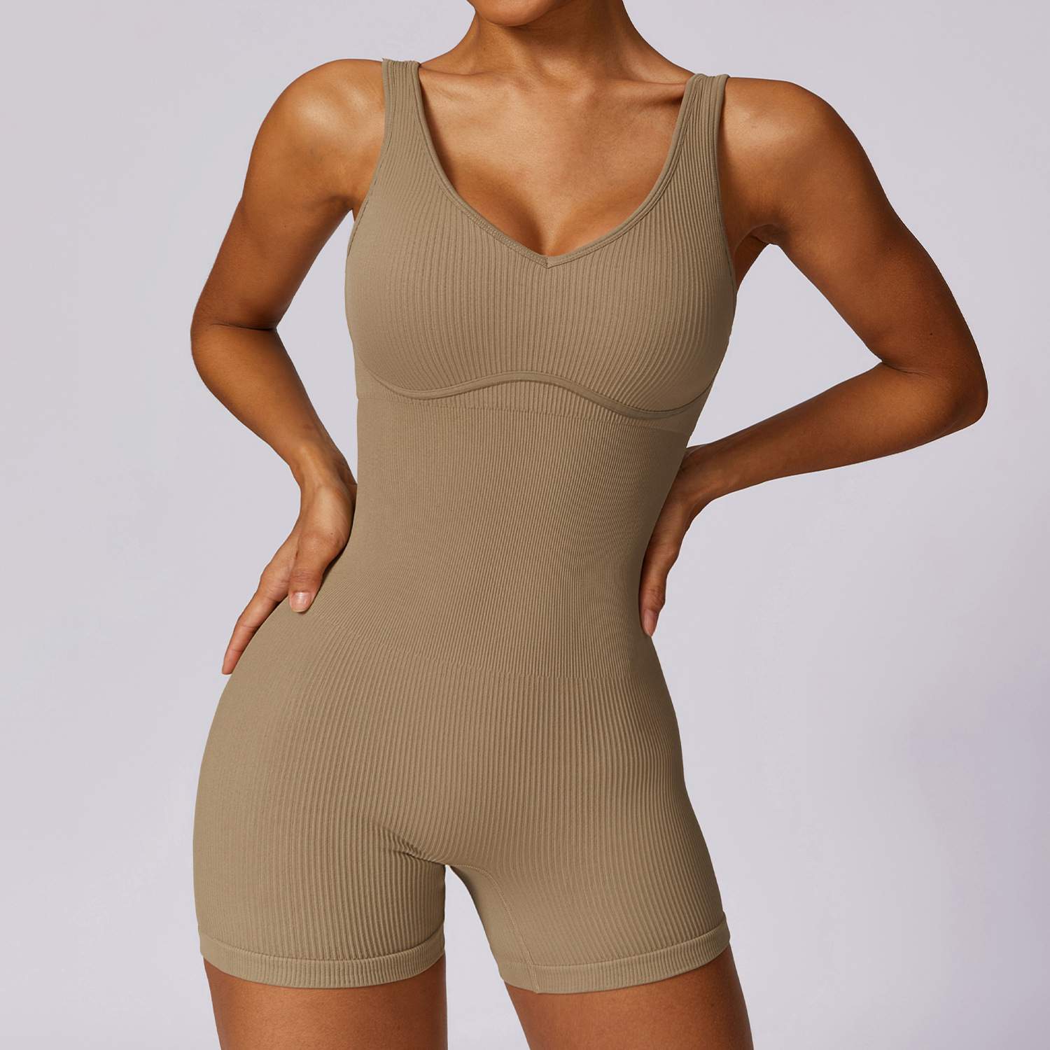 Ribbed Seamless Yoga Bodysuit